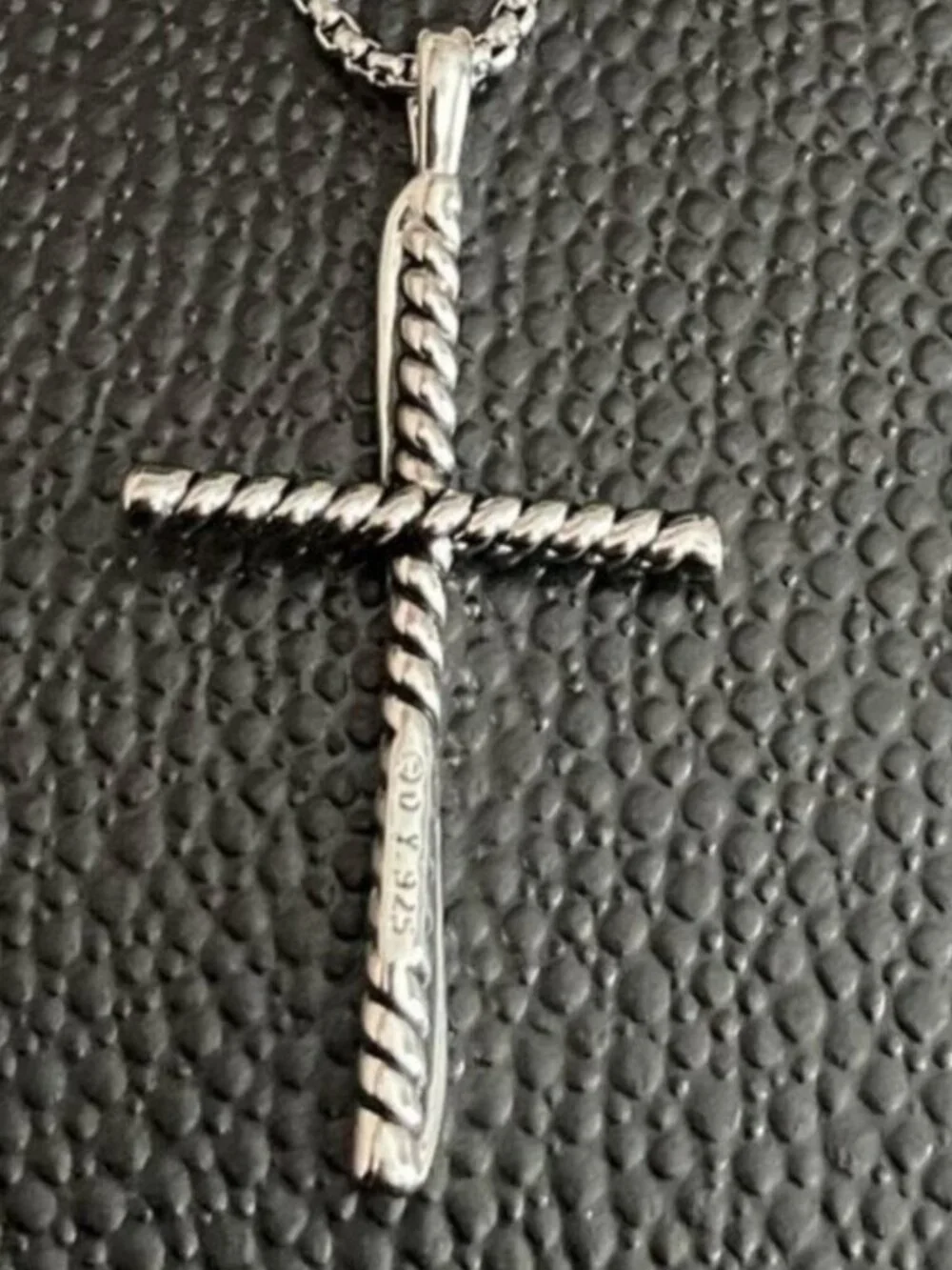David Yurman Twisted Silver Cross Necklace - Picture 5 of 6